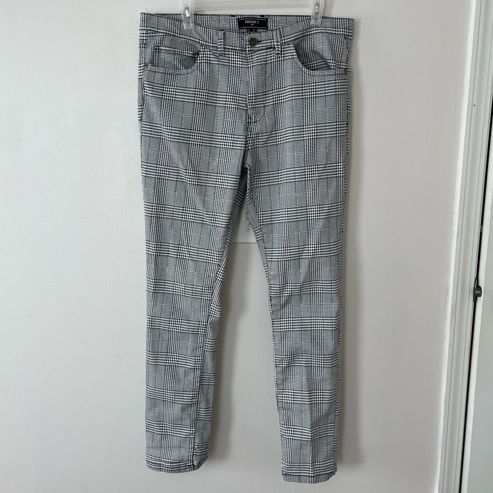Forever 21 Gingham Plaid Pattern Dress Pants